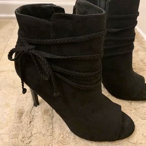 Black Faux Suede Bootie (Just Fab)